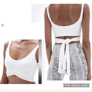 NEW ONA wrap crop top tie back rib tank workout sport bra top fashion athleisure